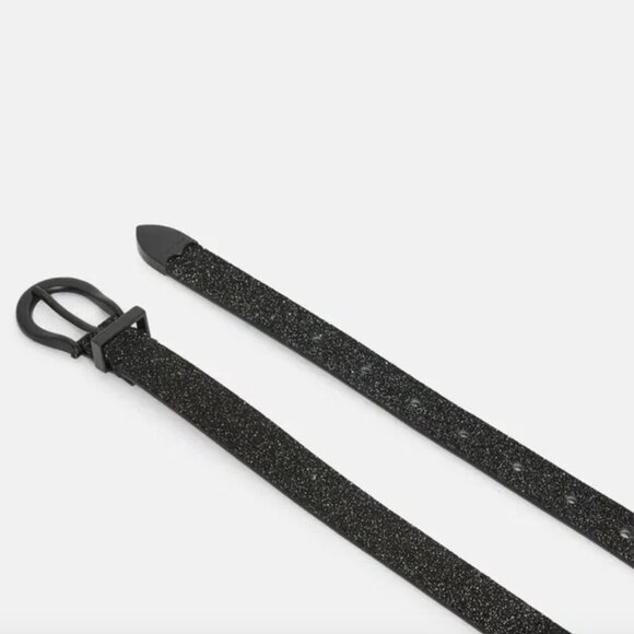 AllSaints Luna Sparkle Skinny Leather Black Western Belt Size Medium NWOT main image 8